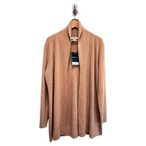 GreenMount Camel Tan 100% Cashmere Open Duster Cardigan Sweater Ribbed NWT L/XL